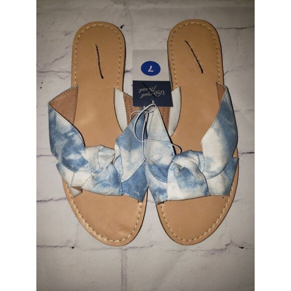 UNIVERSAL thread women's Sandals Melody knotted slide Blue Size 7 - Picture 1 of 2